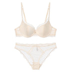 Classic Black Polka Dot Mesh Underwire Bra and Scalloped Panty Set