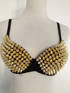 Glamorous Rhinestone-Studded Plunge Bra with Crystal Embellishments