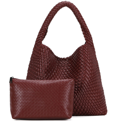 Soft Woven Texture Hobo Tote Shoulder Bag with Relaxed Structure