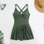 Floral Print Swimdress Bikini Set with Skirted Silhouette, Bow Detail and Supportive Underwire Top