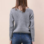 Women's Twisted Front Ribbed Knit Sweater with Cropped Contemporary Silhouette