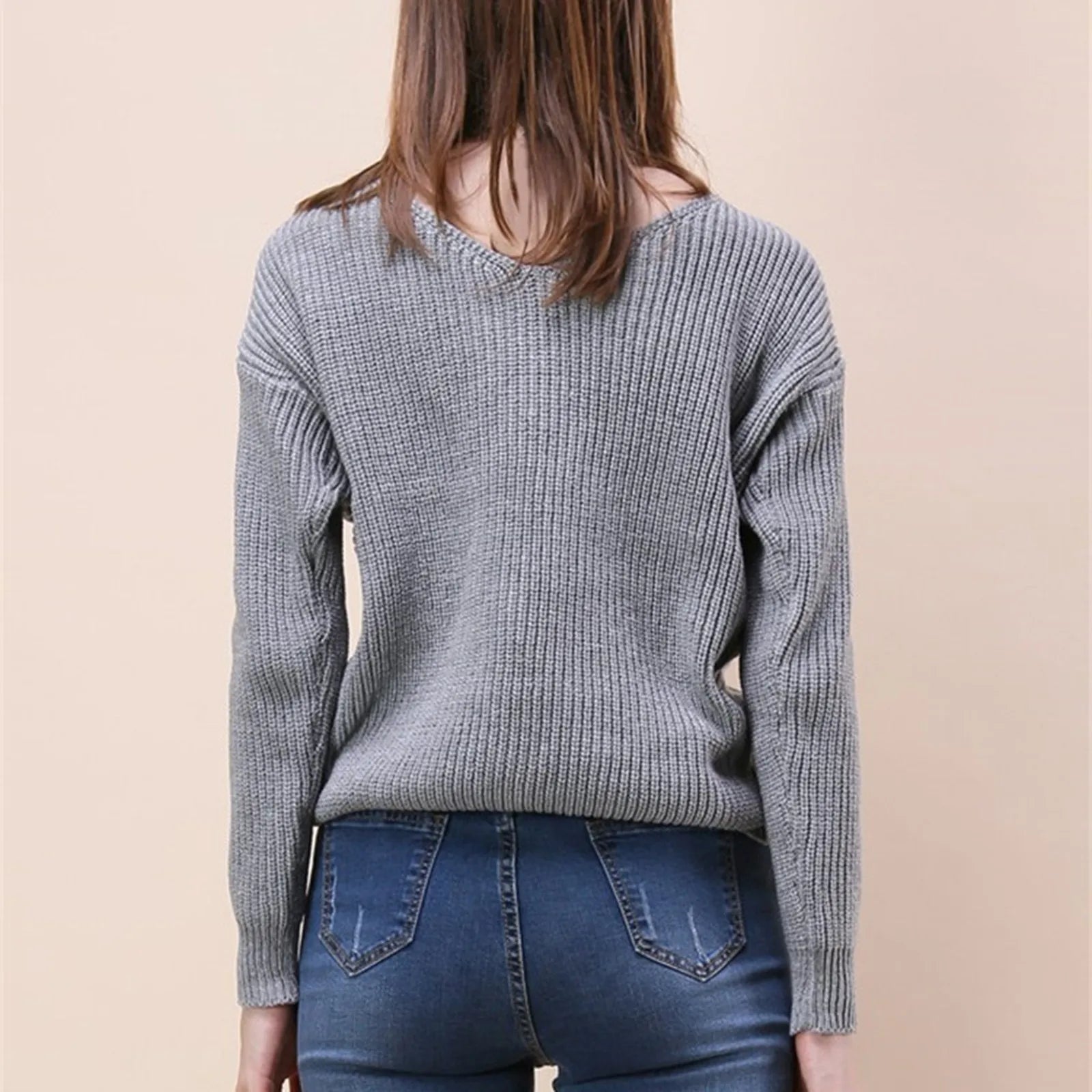 Women's Twisted Front Ribbed Knit Sweater with Cropped Contemporary Silhouette