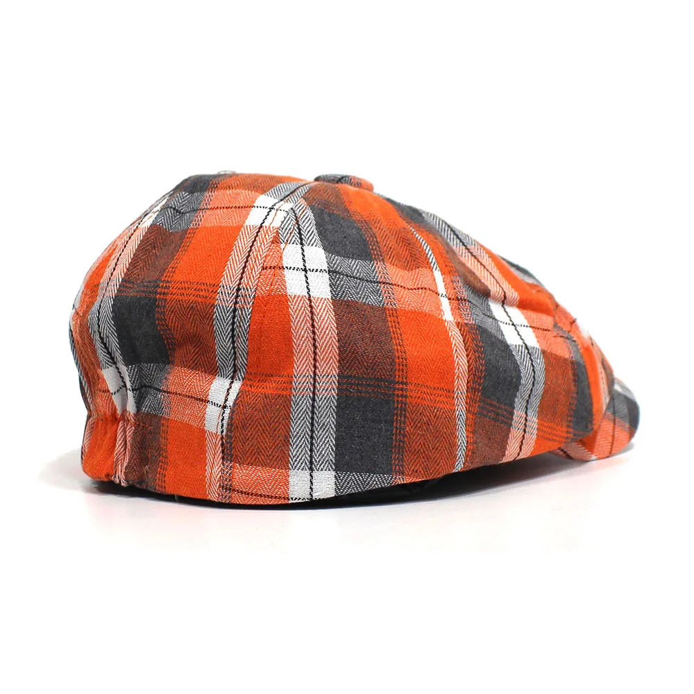 Vintage Plaid Ivy Flat Cap Classic Cotton Newsboy Streetwear Casual Hat