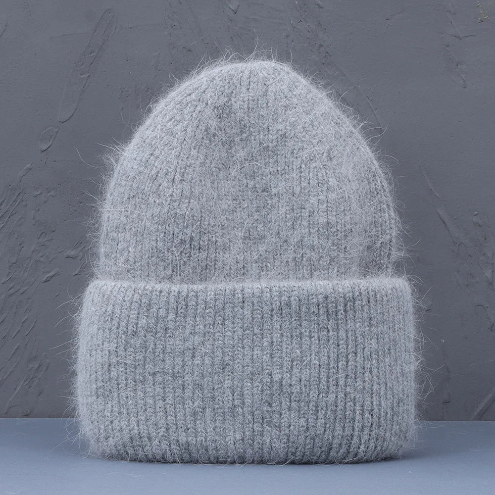 Soft Rabbit Fur Knit Beanie for Everyday Casual Outdoor Winter Fashion and Comfort Style