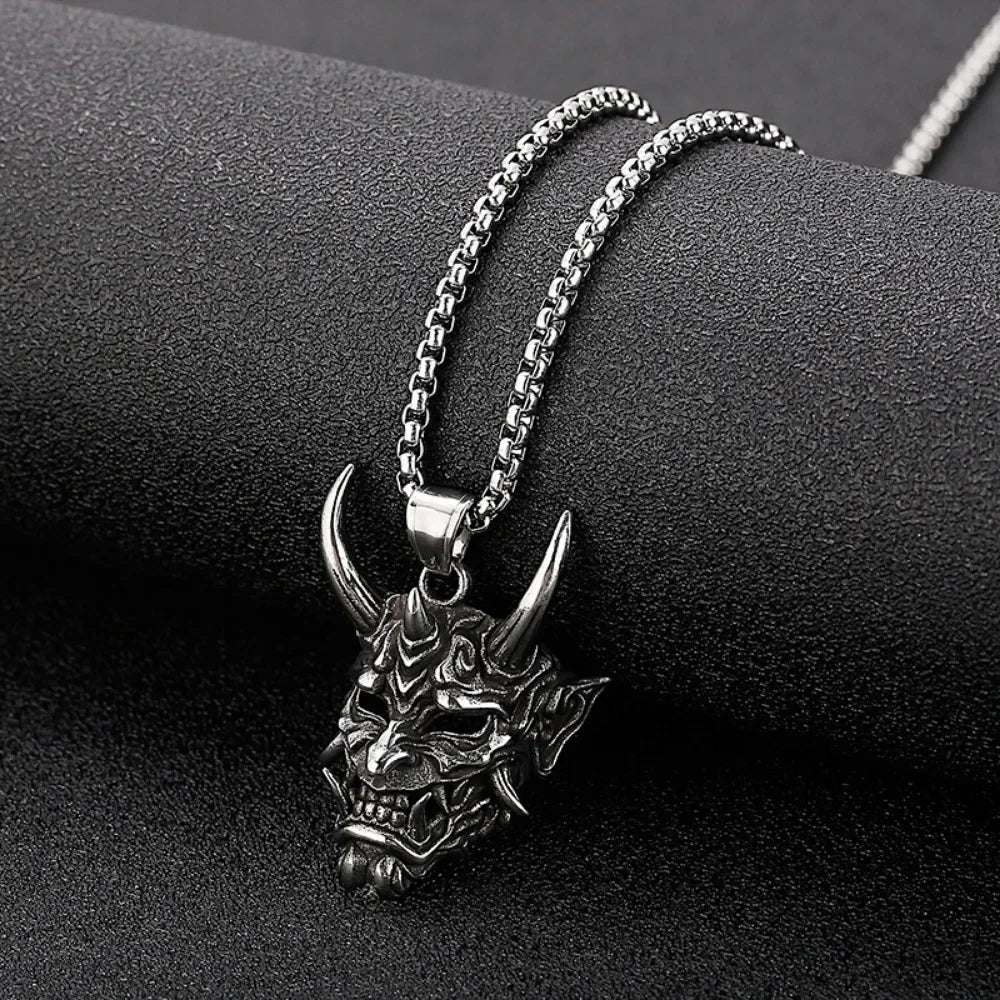 Demon Mask Pendant Necklace Gothic Punk Alternative Statement Jewelry