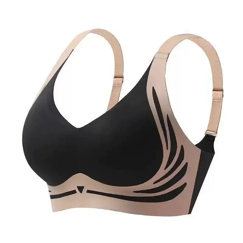Modern Graphic Print Wire-Free Bra with Wide Smoothing Side Bands