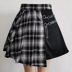 Plaid Tiered Ruffle Mini Skirt Lace Trim Gothic Inspired Alternative Bottom