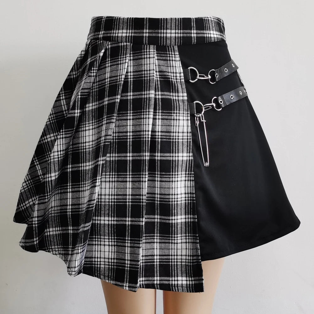 Plaid Tiered Ruffle Mini Skirt Lace Trim Gothic Inspired Alternative Bottom