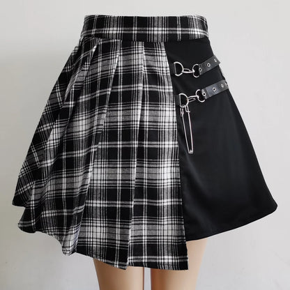 Plaid Tiered Ruffle Mini Skirt Lace Trim Gothic Inspired Alternative Bottom