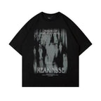 Abstract Washed Graphic Streetwear T-Shirt with Distressed Artistic Print Design