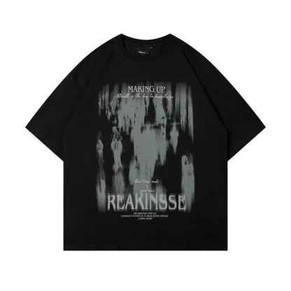 Abstract Washed Graphic Streetwear T-Shirt with Distressed Artistic Print Design