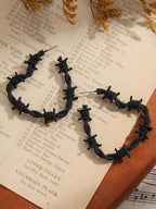 Barbed Wire Heart Hoop Earrings for Gothic Punk Alternative Fashion