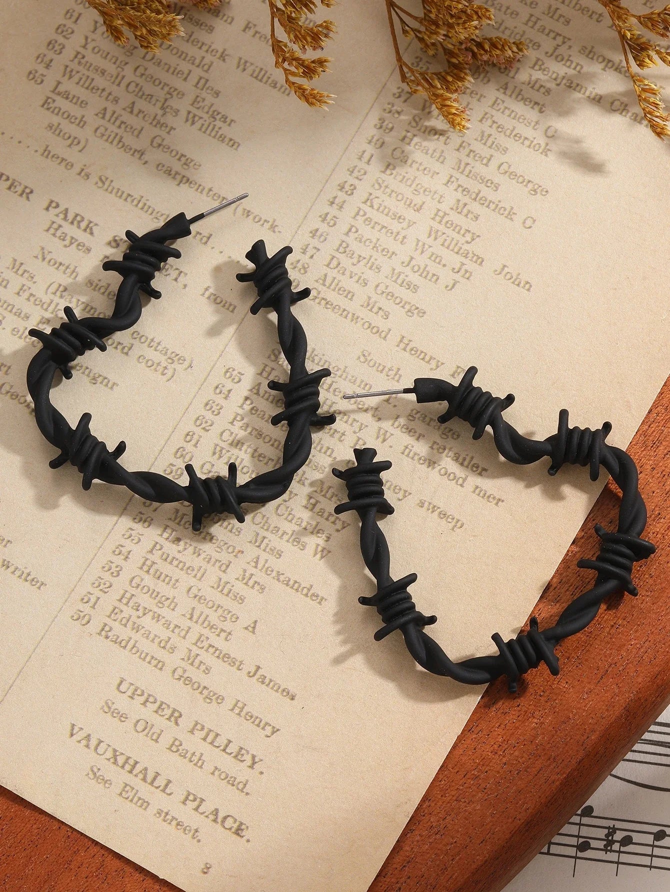 Barbed Wire Heart Hoop Earrings for Gothic Punk Alternative Fashion
