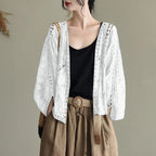 Women's Open Front Lightweight Knit Cardigan with Relaxed Three Quarter Sleeves