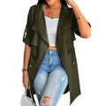 Women's Lightweight Longline Utility Trench Jacket with Relaxed Fit Contemporary Streetwear Outerwear