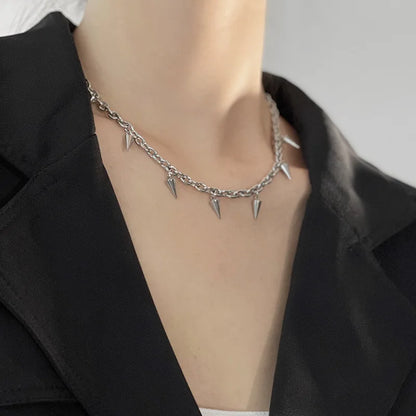 Rivet Chain Choker Necklace for Punk Gothic Alternative Fashion Styling