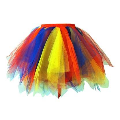 Layered Mesh Tutu Mini Skirt with Volume Pleats Festival Styling