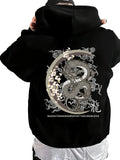 Dark Anime Oversized Hoodie with Dragon Manga Streetwear Artwork