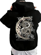 Dark Anime Oversized Hoodie with Dragon Manga Streetwear Artwork