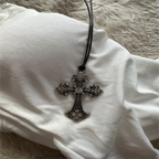 Ornate Cross Choker Necklace for Gothic Punk and Alternative Fashion