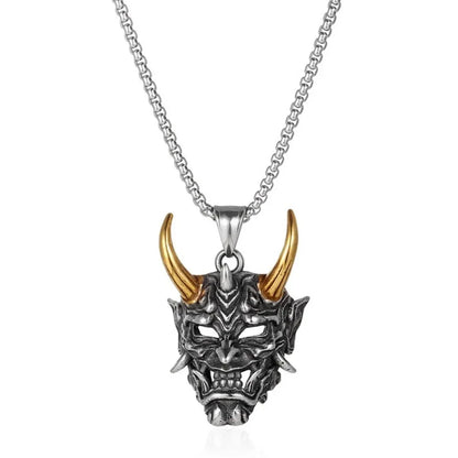 Demon Mask Pendant Necklace Gothic Punk Alternative Statement Jewelry