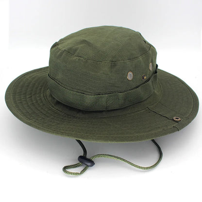 Unisex Outdoor Boonie Bucket Hat with Adjustable Chin Cord for Hiking Fishing and Camping