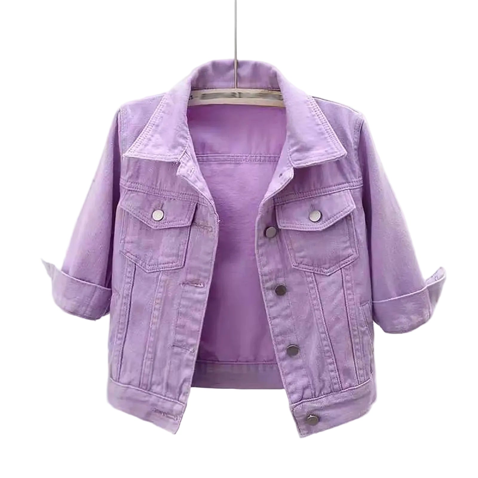 Cropped Denim Style Utility Jacket with Relaxed Streetwear Inspired Silhouette