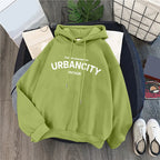 Women's Relaxed Graphic Pullover Hoodie with Minimal Typography Casual Streetwear Sweatshirt