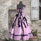 Halloween Skeleton Ribcage Print Flared Swing Dress with Waist Bow