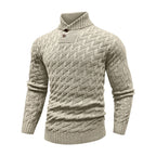 Men's Textured High Neck Contemporary Knit Sweater Relaxed Fit Pullover