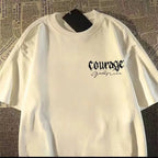 Dark Graphic Streetwear Cotton Blend T-Shirt With Edgy Print Artwork