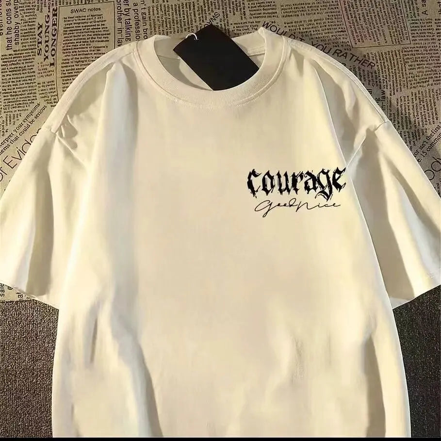 Dark Graphic Streetwear Cotton Blend T-Shirt With Edgy Print Artwork