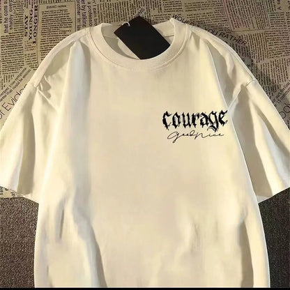 Dark Graphic Streetwear Cotton Blend T-Shirt With Edgy Print Artwork