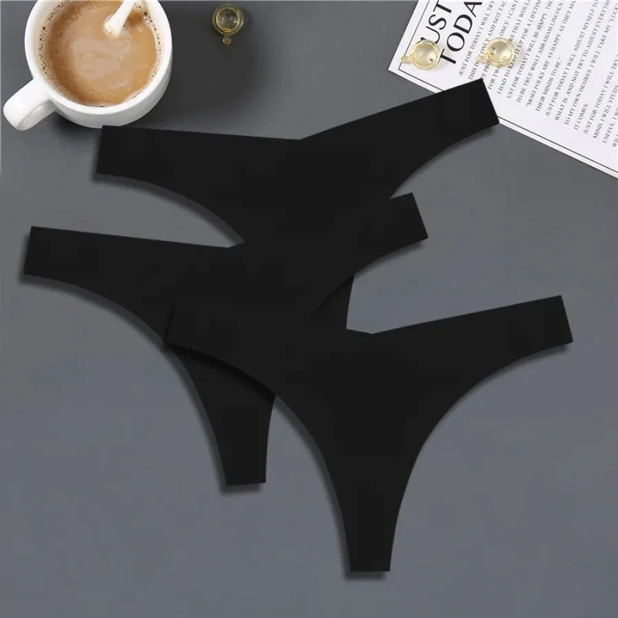 Seamless V-Waist Thong Panties Three-Pack with Smooth Athletic Finish