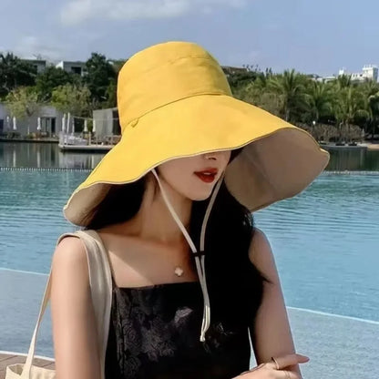 Wide Brim Foldable Sun Hat with UPF Protection and Adjustable Chin Strap for Outdoor Wear
