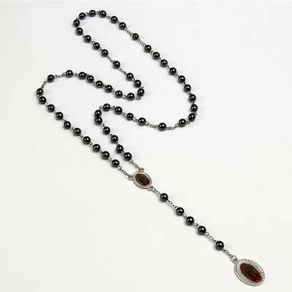 Beaded Cross Pendant Necklace Gothic Alternative Statement Jewelry Piece