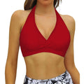 Classic Black Halter Bikini Top with Gathered Front Detailing and Tie-Neck Straps