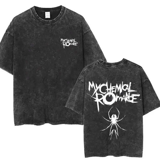Oversized Goth Spider Graphic Tee With Retro Anime Streetwear Aesthetic