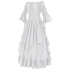 Layered Cottage Gothic Ruffle Maxi Dress with Romantic Silhouette