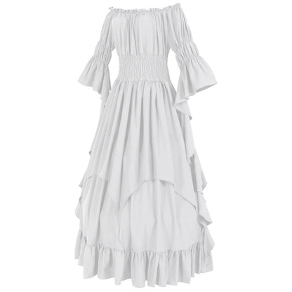 Layered Cottage Gothic Ruffle Maxi Dress with Romantic Silhouette