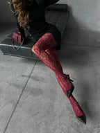 Floral Pattern Fishnet Tights Gothic Inspired Alternative Fashion Hosiery
