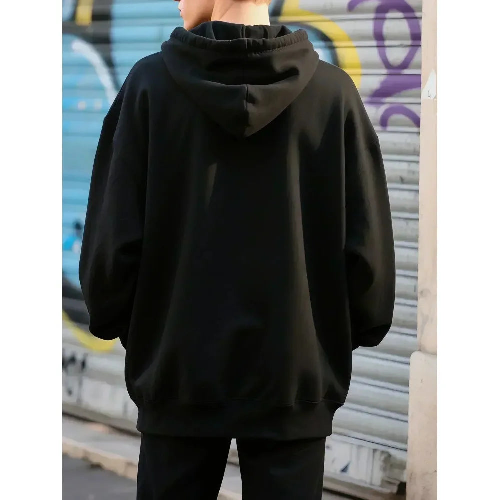 Minimalist Anime Varsity Hoodie with Retro Manga Streetwear Typography