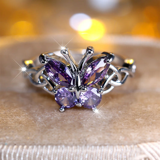 Purple Butterfly Statement Ring Fairy Grunge Alternative Fashion Jewelry