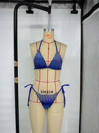 Textured Fuchsia Terry Cloth Bikini with Center Ring Detail and Side-Tie Bottom
