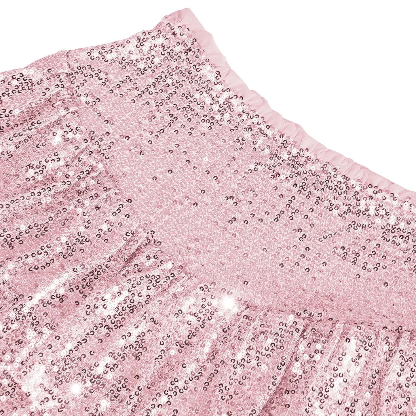Sequin Tiered Mini Skirt with High Waist Flared Party Silhouette
