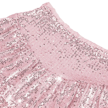 Sequin Tiered Mini Skirt with High Waist Flared Party Silhouette