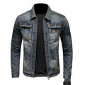 Vintage Washed Denim Layered Hooded Jacket with Padded Streetwear Outerwear Design