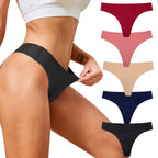 Five-Piece High-Waisted Absorbent Menstrual Thong Set with Lace Waistbands