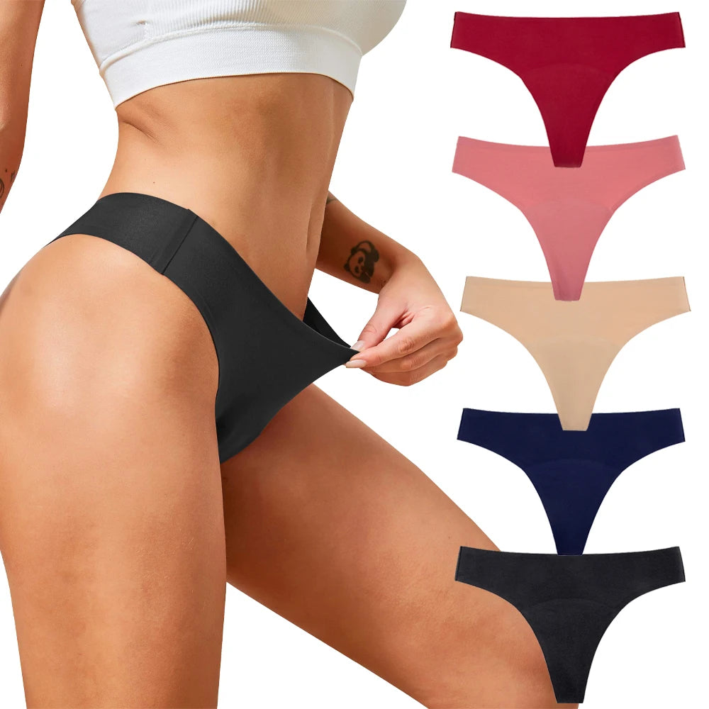 Five-Piece High-Waisted Absorbent Menstrual Thong Set with Lace Waistbands