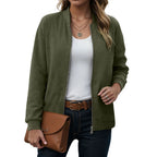 Women's Minimalist Zip Front Faux Suede Bomber Jacket for Contemporary Streetwear